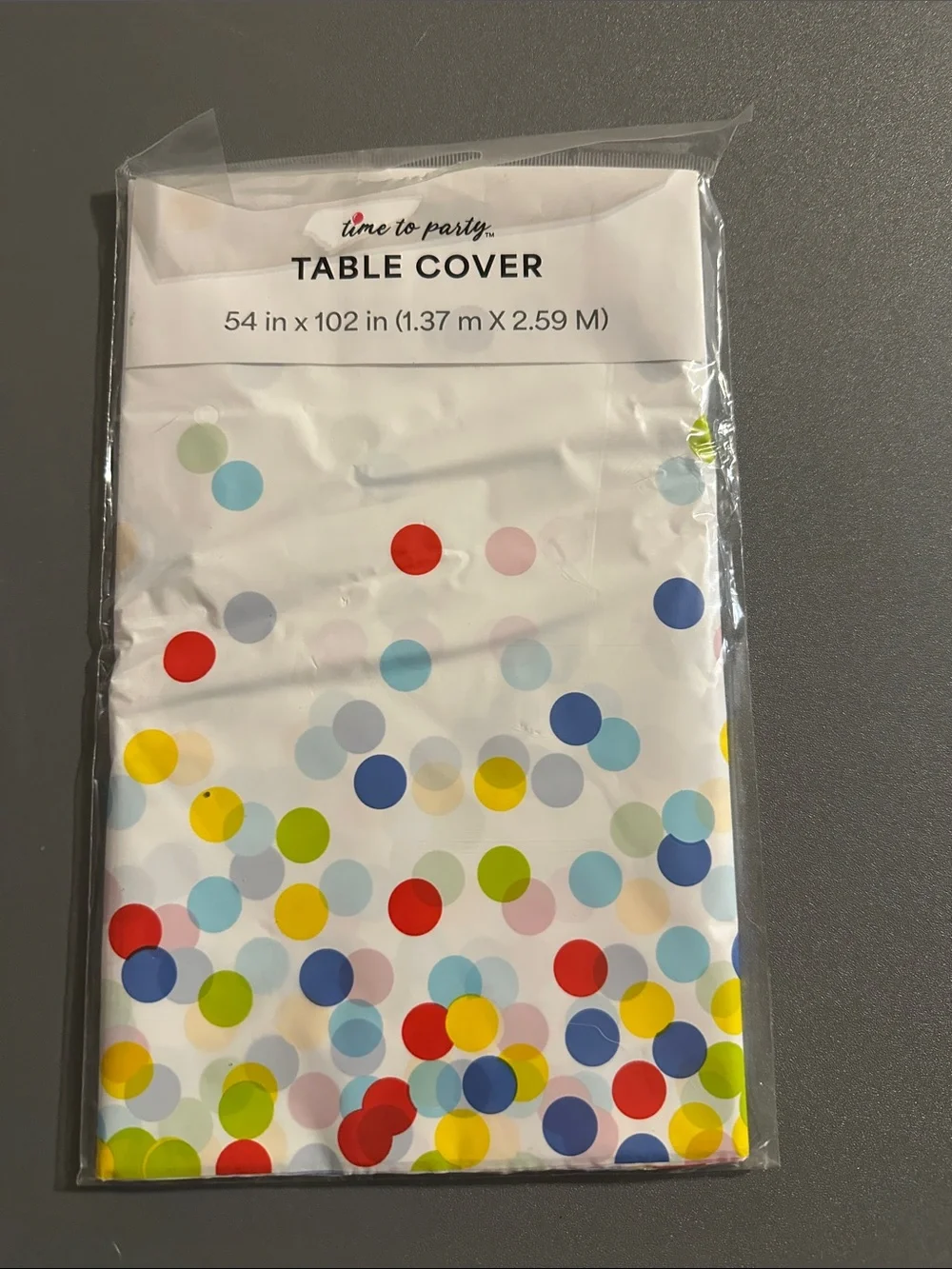 White Confetti Table Cover - Colorful Dot Design